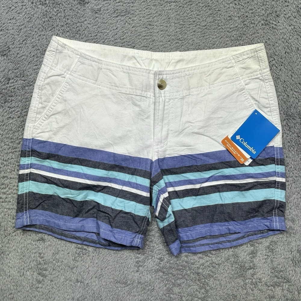 Columbia PFG Solar Fade Shorts Women's 6x6 White Purple Blue Striped Fishing NEW